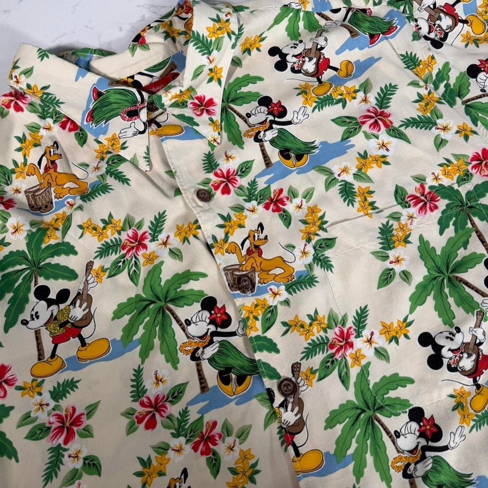 Vintage Disney Mickey Mouse Reyn Spooner Hawaiian Aloha Shirt XXL Pluto Minnie